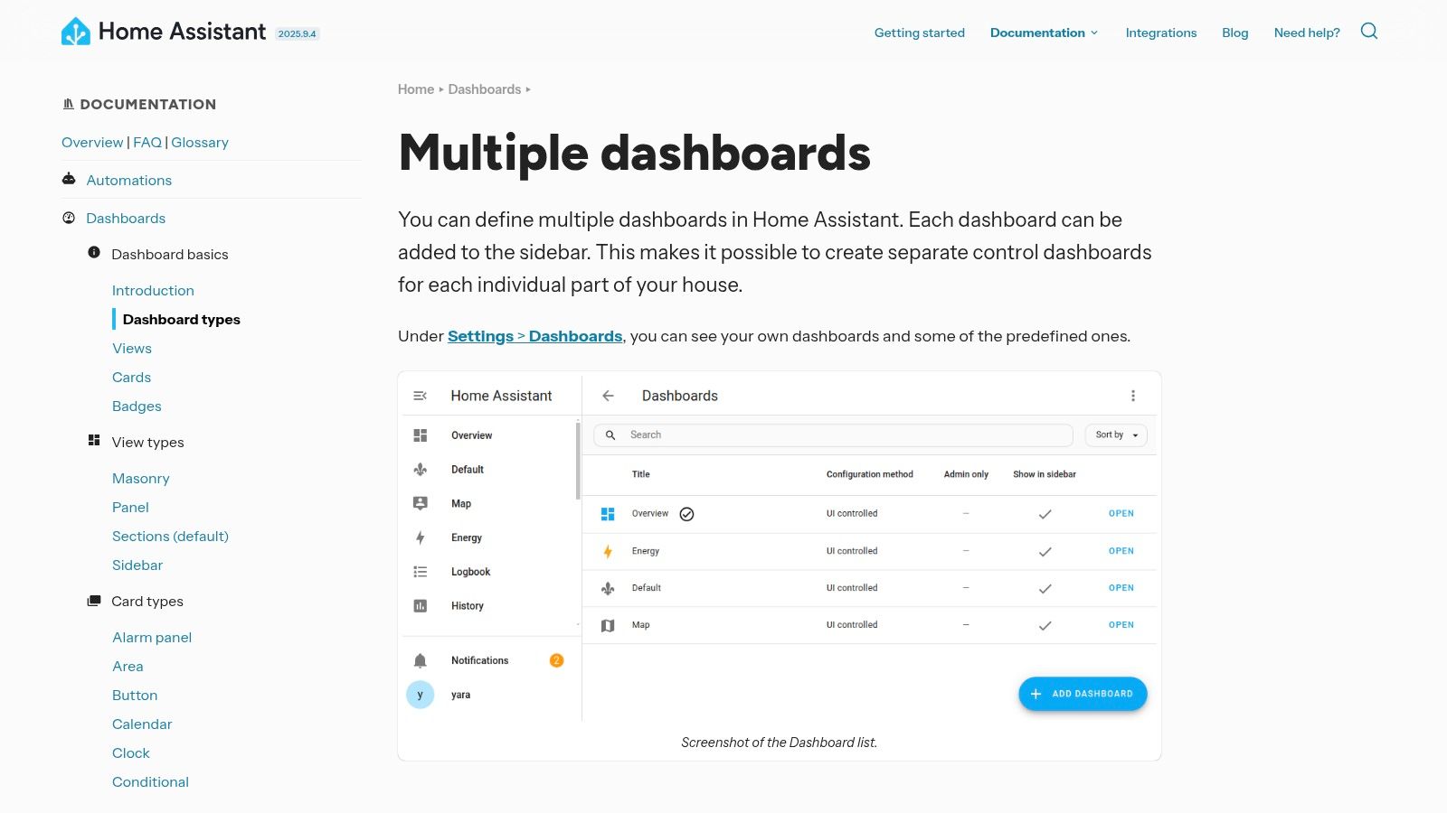 Home Assistant – Dashboards (Lovelace) documentation